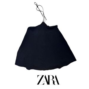 Zara Black Cotton Romper With Pockets